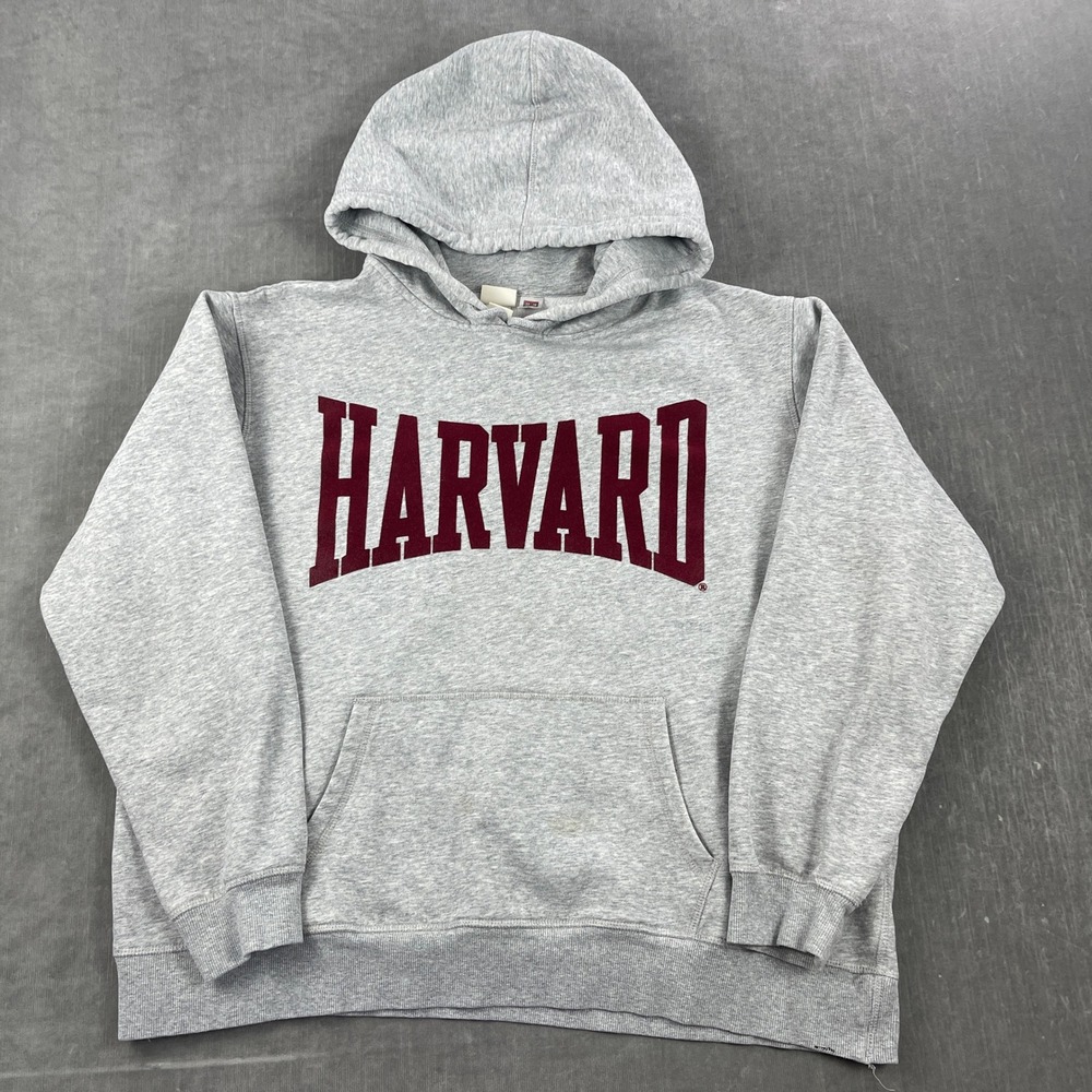 Harvard University H&M Men XL Gray Hoodie Collegiate Pullover Graphic Sweatshirt